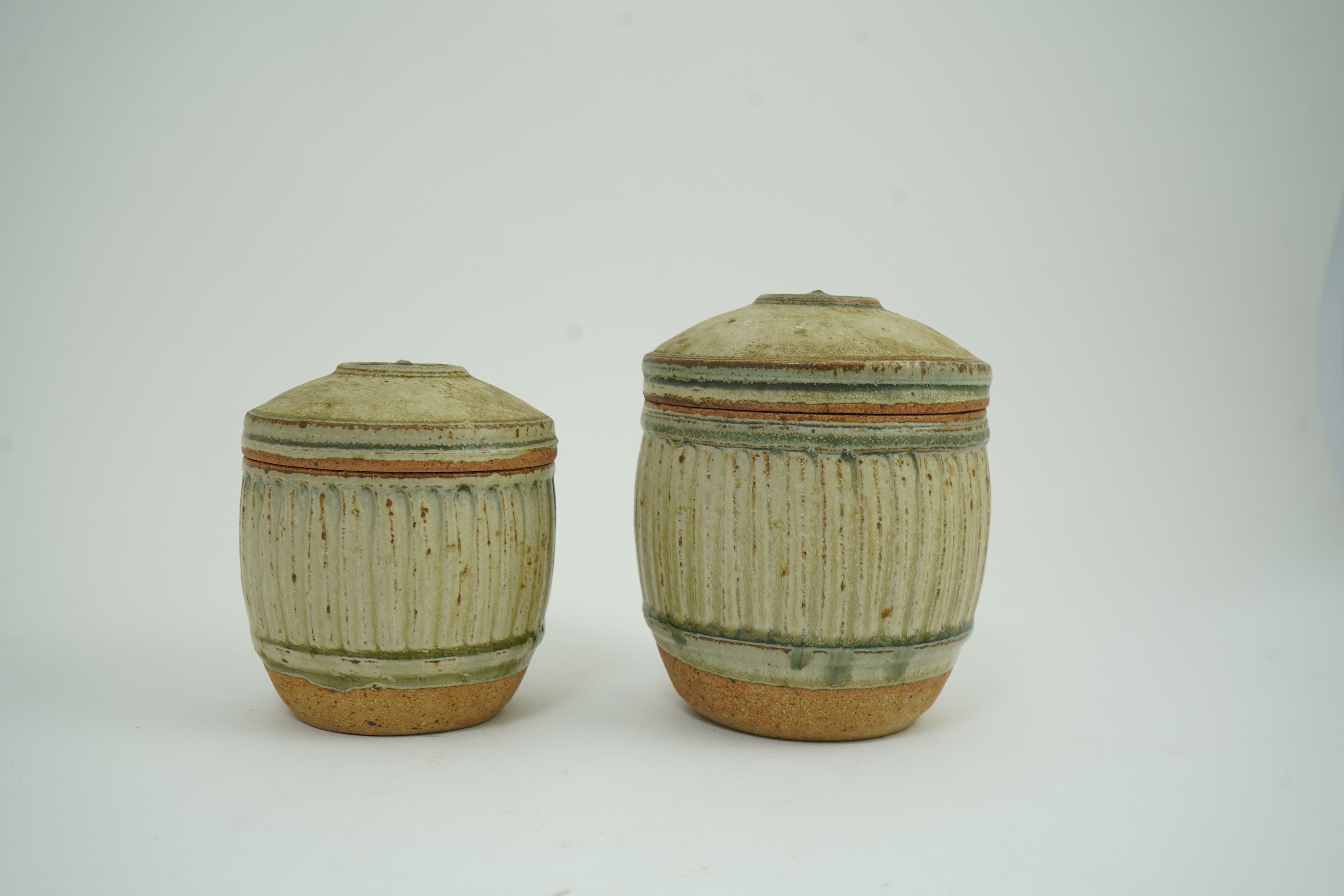 Richard Batterham (1936-2021): A graduated pair of lidded stoneware jars or caddies